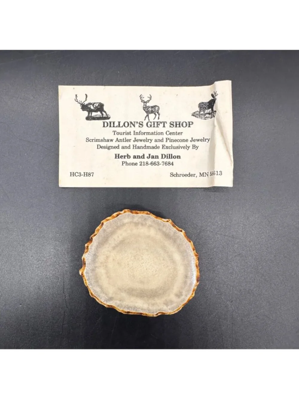 Vintage Deer Antler Belt Buckle Handmade Scrimshaw Horn Dillon Schroeder MN